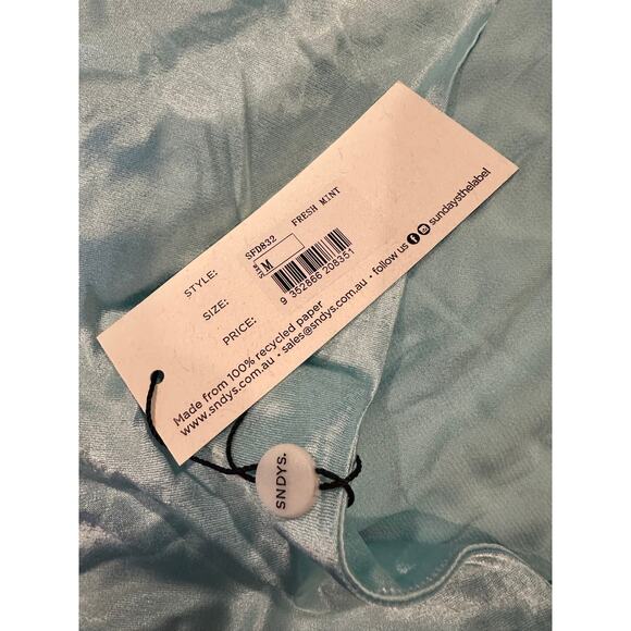 SNDYS Rosita Halter Mini Dress in Fresh Mint With Stone Bead Straps NEW - Picture 8 of 9